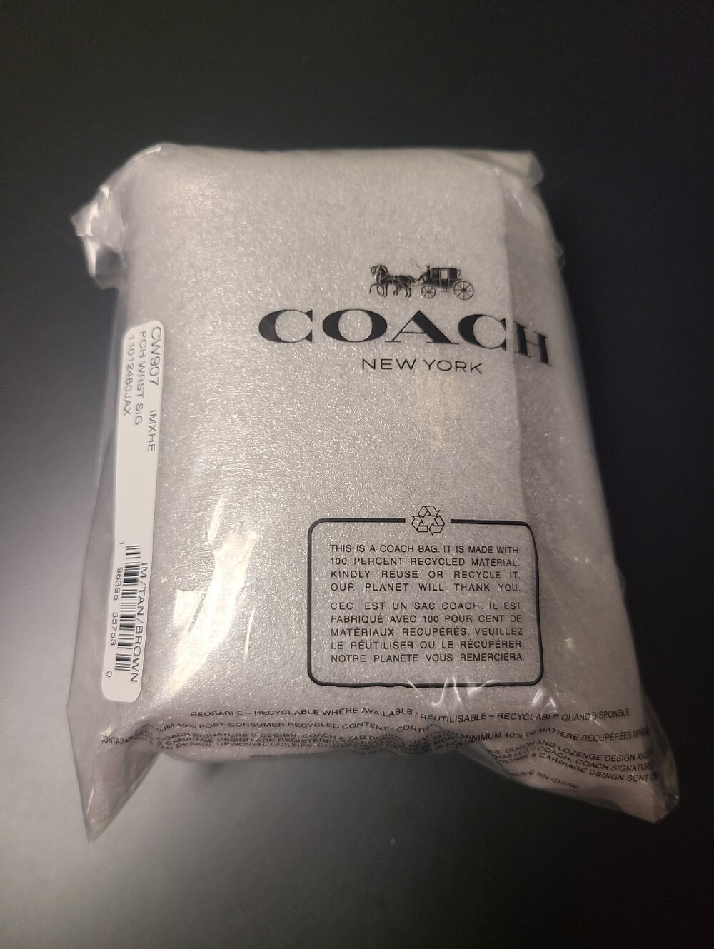 Coach Tan and Brown Signature Canvas Pouch Wristlet NWT - Picture 8 of 9